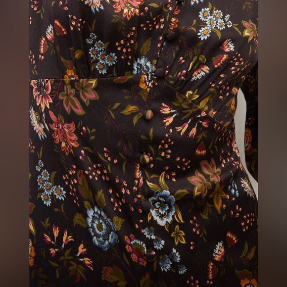 Veronica Beard Terina Floral Print Long Sleeve Silk Blend Maxi Dress Size 2 - Picture 6 of 7